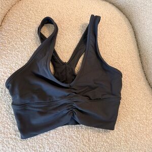 ALO Yoga Charcoal Ruched Front Racerback Sports Bra